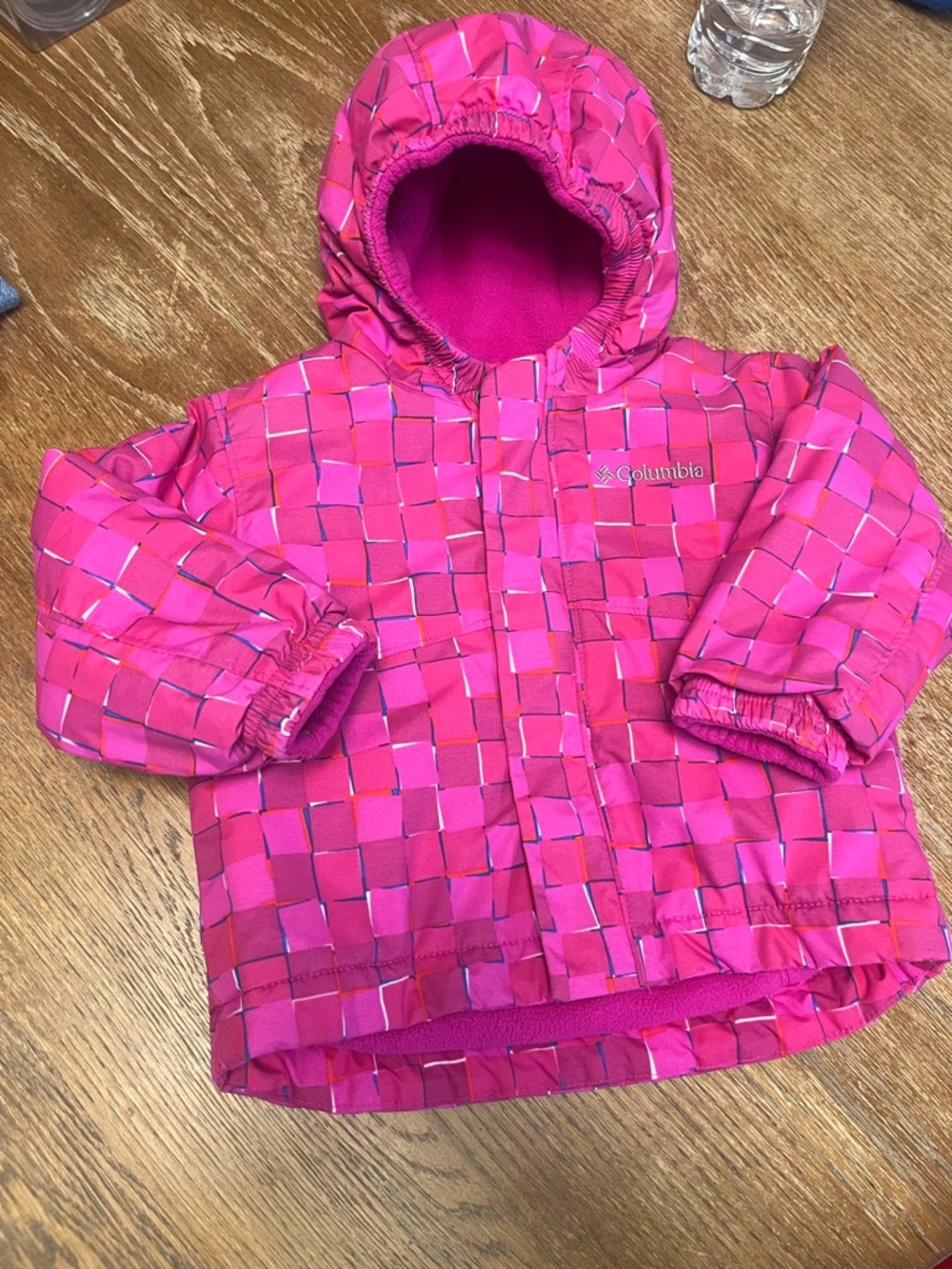 Columbia Kids Bright Pink Patterned Hooded Puffer Jacket